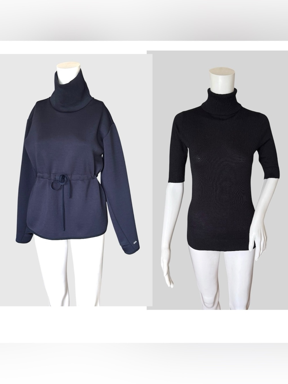 LOT 2 Zuda & Ann Taylor Women’s High Neck Pullover Sweater Sz XS/XXS Black Blue